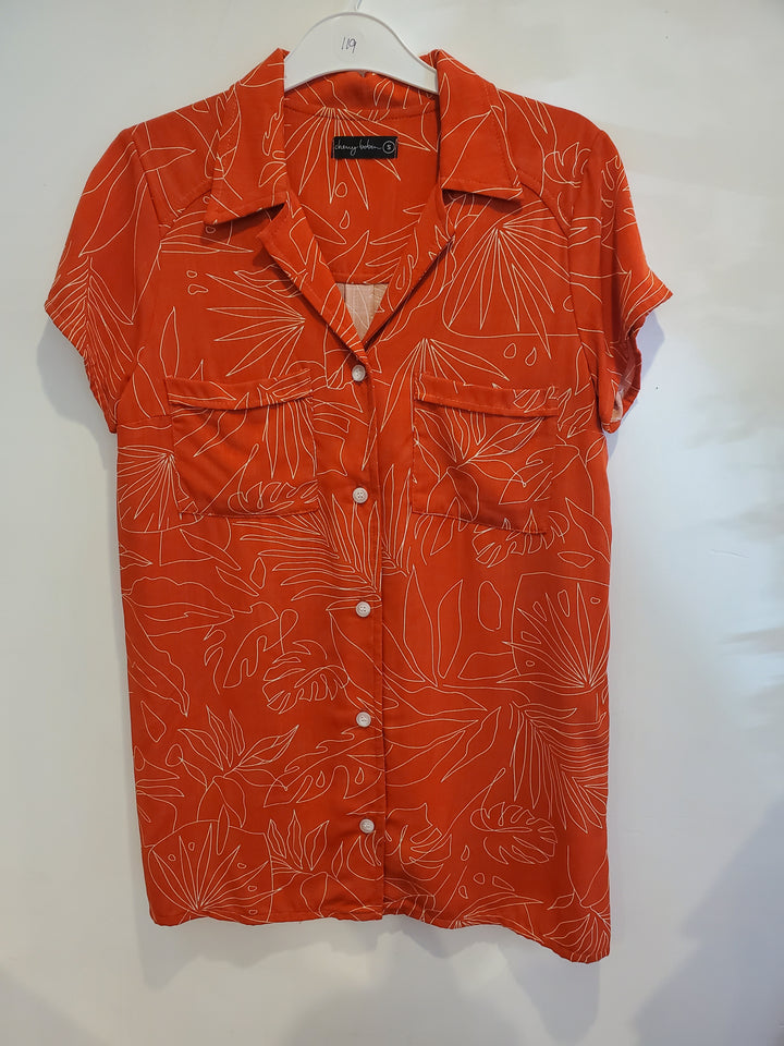 119 - Orchid blouse - orange leaves - Almost perfect