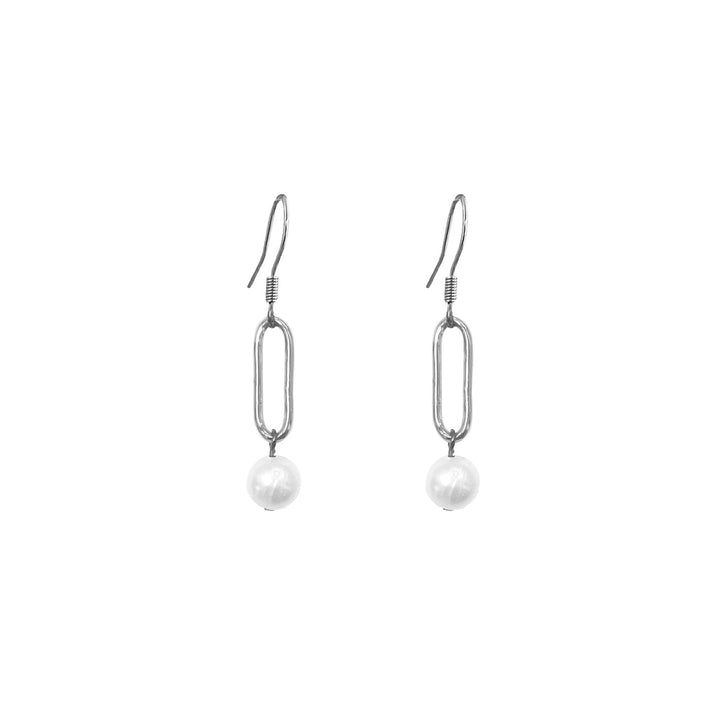 Boucles Mailles argent et perles d'eau douce / BA-25015