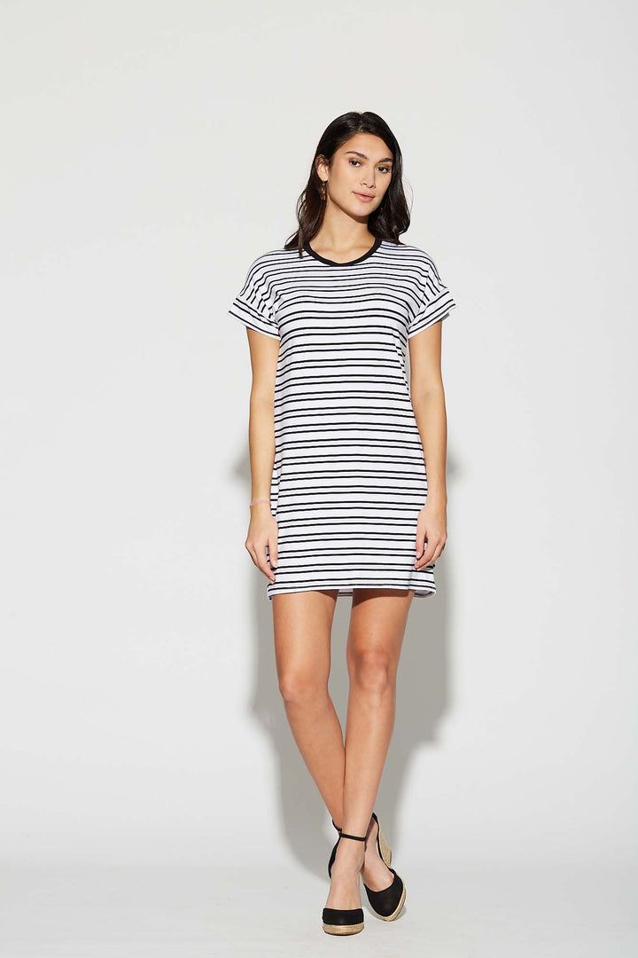 Sydney dress - White and pink lines